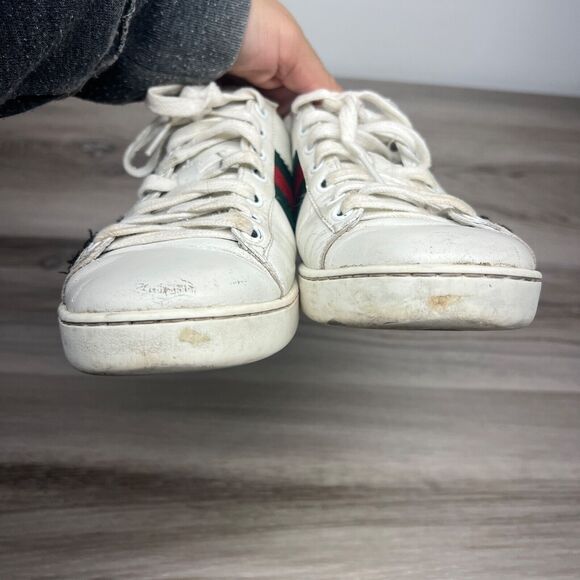 Gucci Ace Sneakers Women's Sz 37.5 Embroidered Arrow White Leather Crystal Shoe - Picture 6 of 14